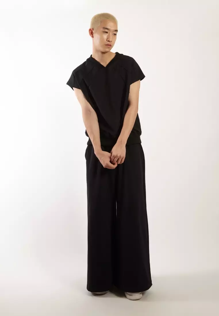 VEDECI X OCWA SAINT OVERSIZED SLEEVELESS TOP BLACK