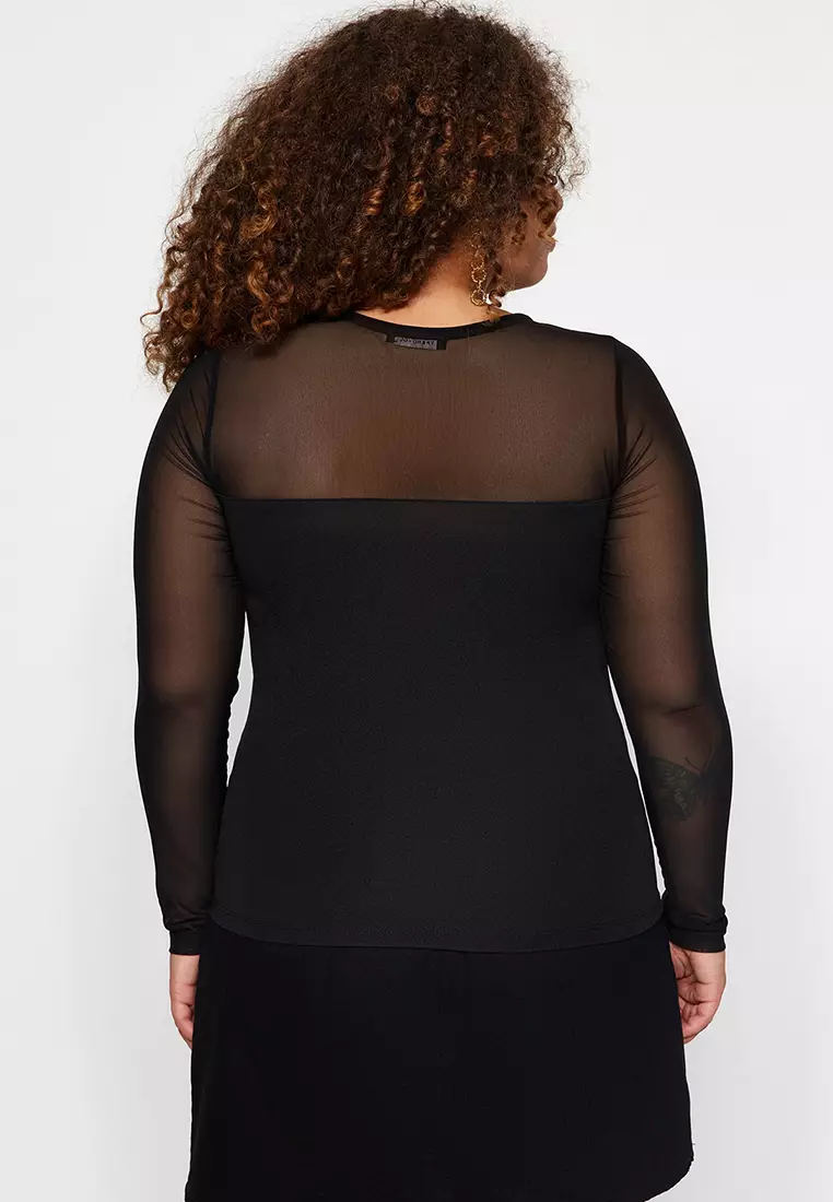 Plus Size Sweetheart Tulle Blouse