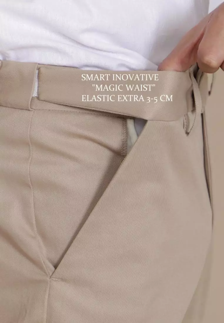 Promo BlueButton Trouser Ankle Pants Air Magic Waist Celana Bahan