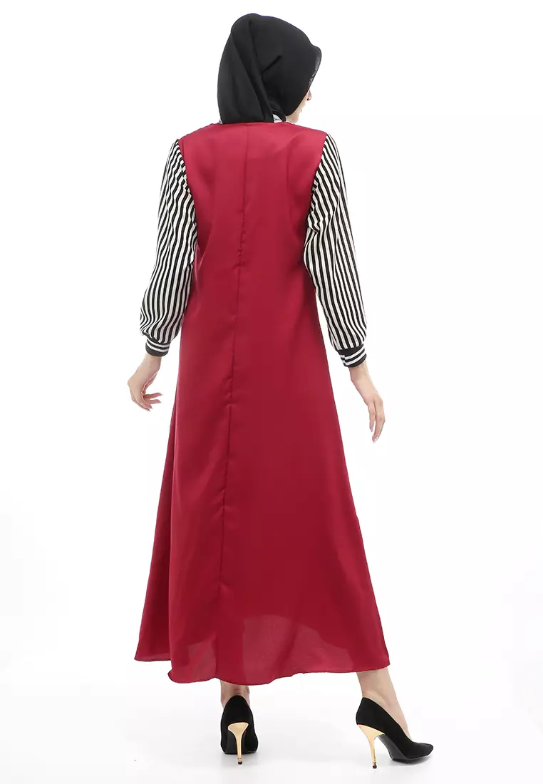 Fathanah Gamis Panjang Muslimah Long Dress Wanita Regular Fit - Maroon
