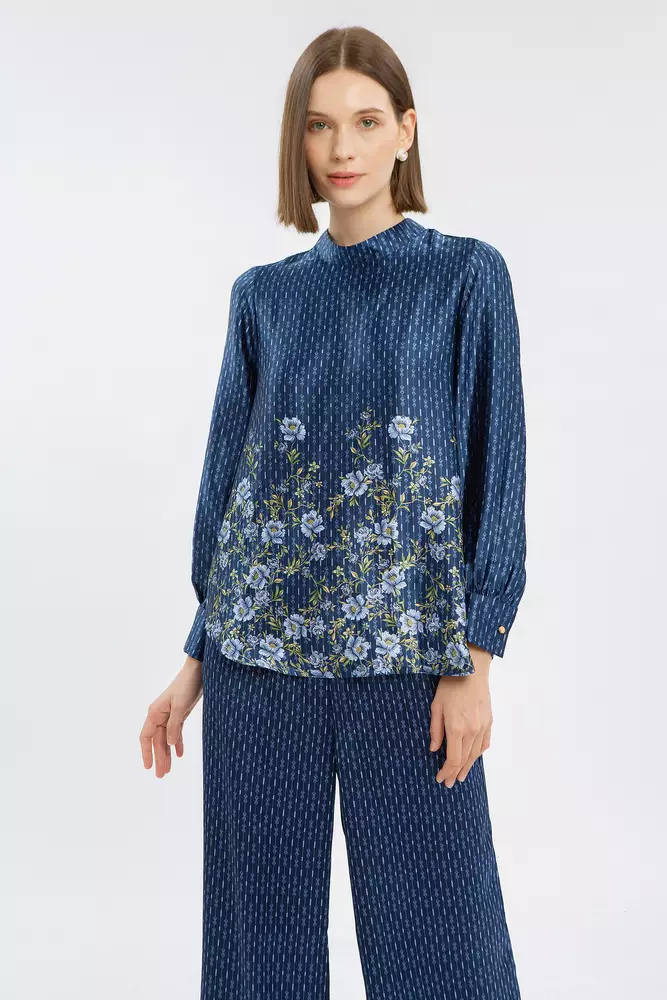 Minimal Nesrine Blouse Navy Warna NAVY