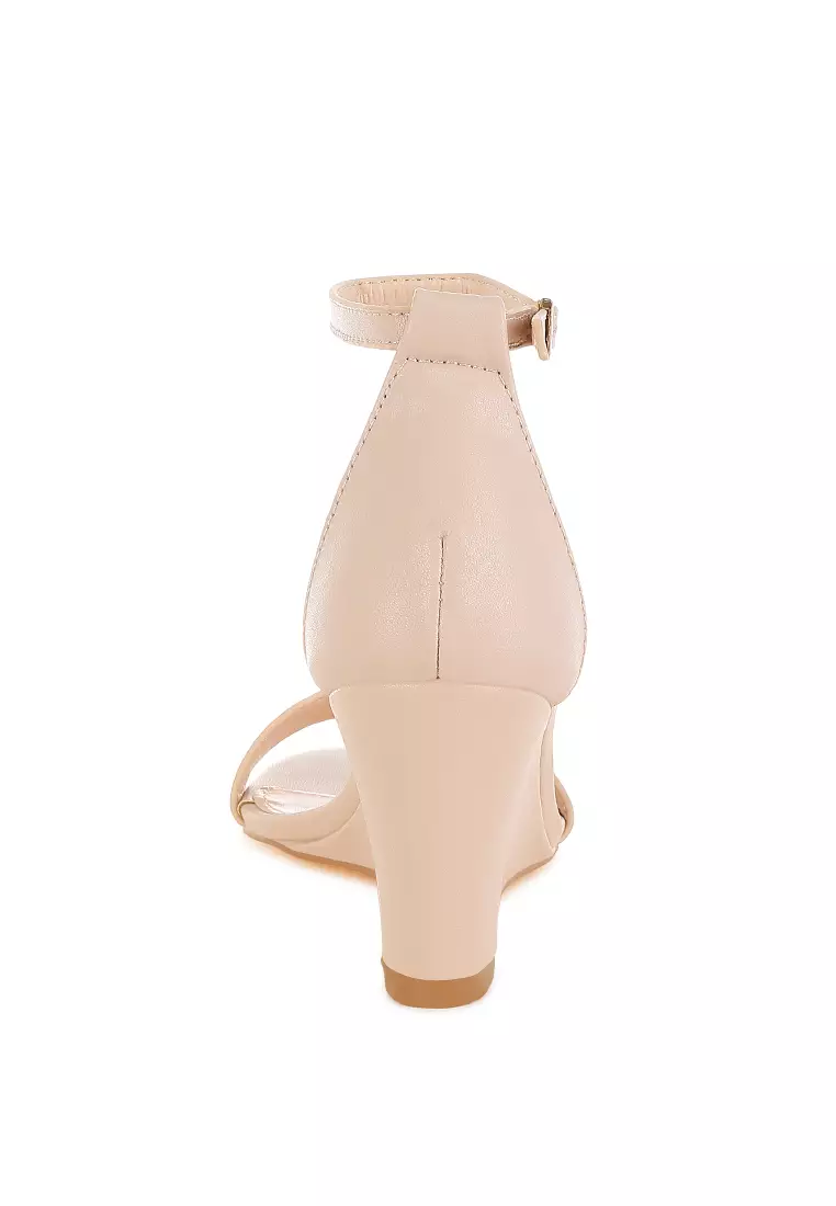 Genuine Leather Slim Wedge Heel Sandals