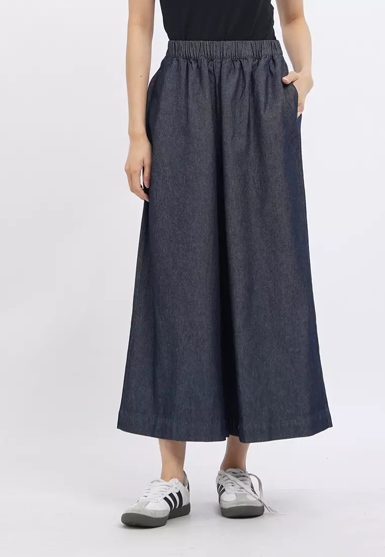 Elastic Waist Wide Leg Cullote