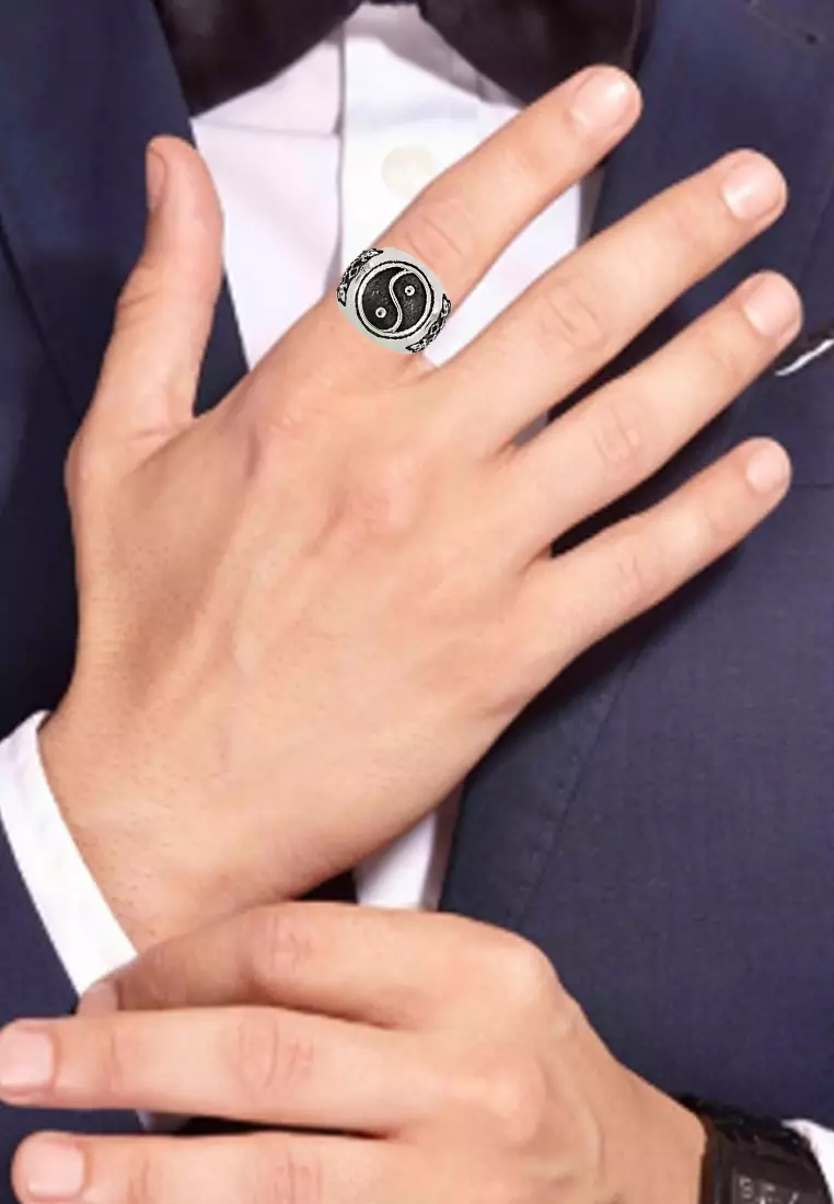 Men's Accessories Yin-Yang Premium Stainless-Steel Cincin Pria Ring Silver