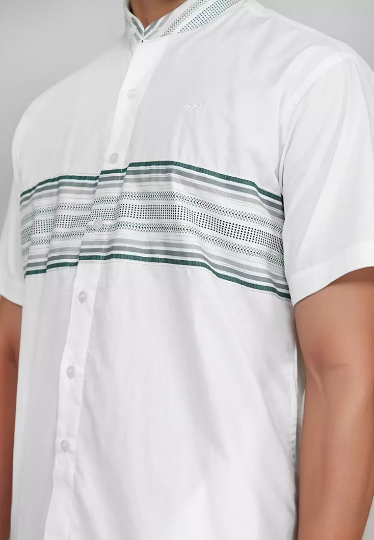 Crocodile KOKO Katun | Lengan Pendek Corak Kontemporer Kemeja | Relax Fit 1161