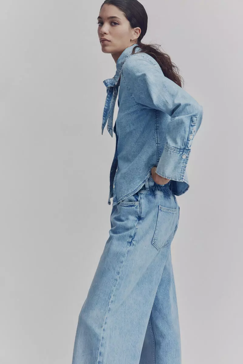 Belted paper bag jeans