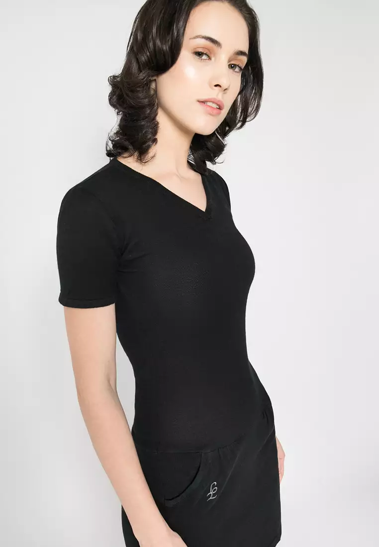 LGS - Sweater Dress Wanita - Lengan Pendek - Hitam - Slim Fit - LLST.360.GL535.001