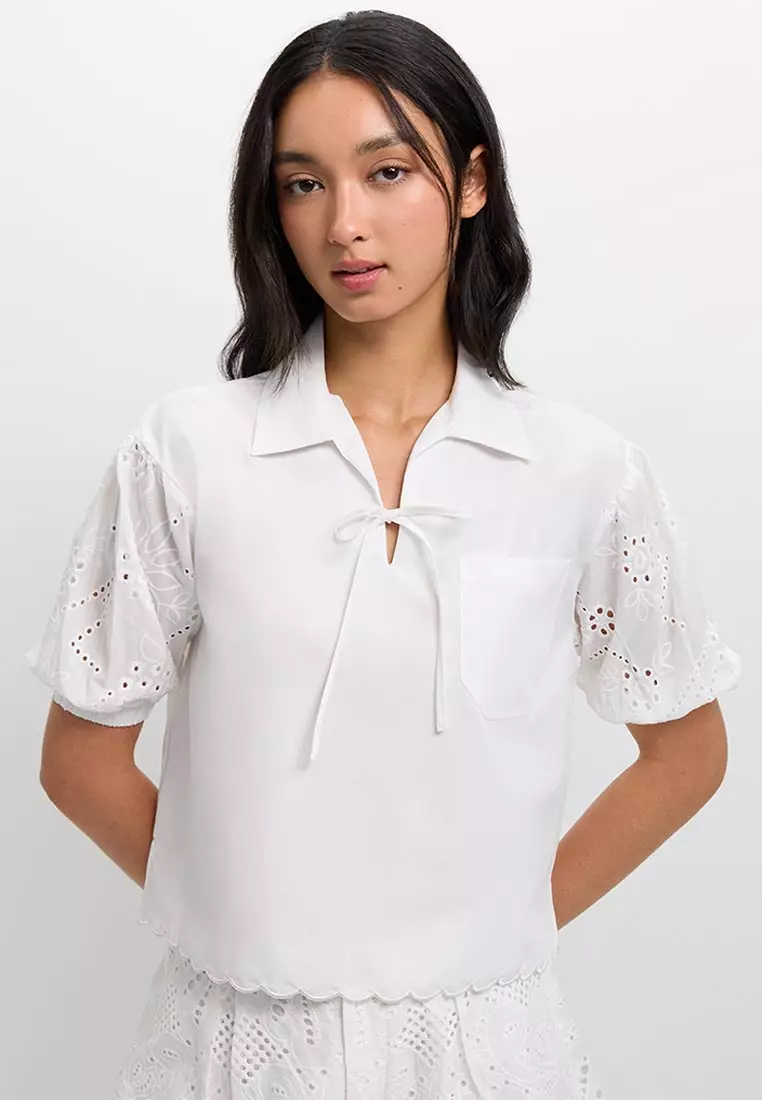 Eyelet Sleeve Top