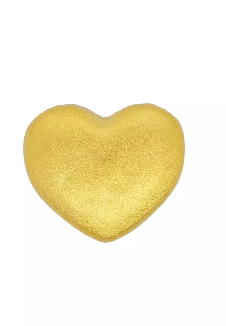 [SPECIAL] LITZ 999 (24K) Gold Love Charm With Agate Bracelet 爱心手绳 EPC0893-MB (0.14g+/-）