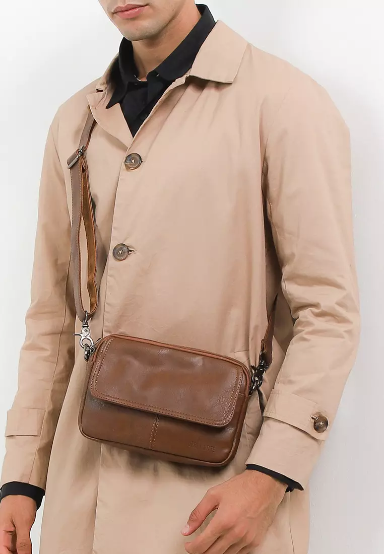 Distressed Leather Charter Crossbody Bag