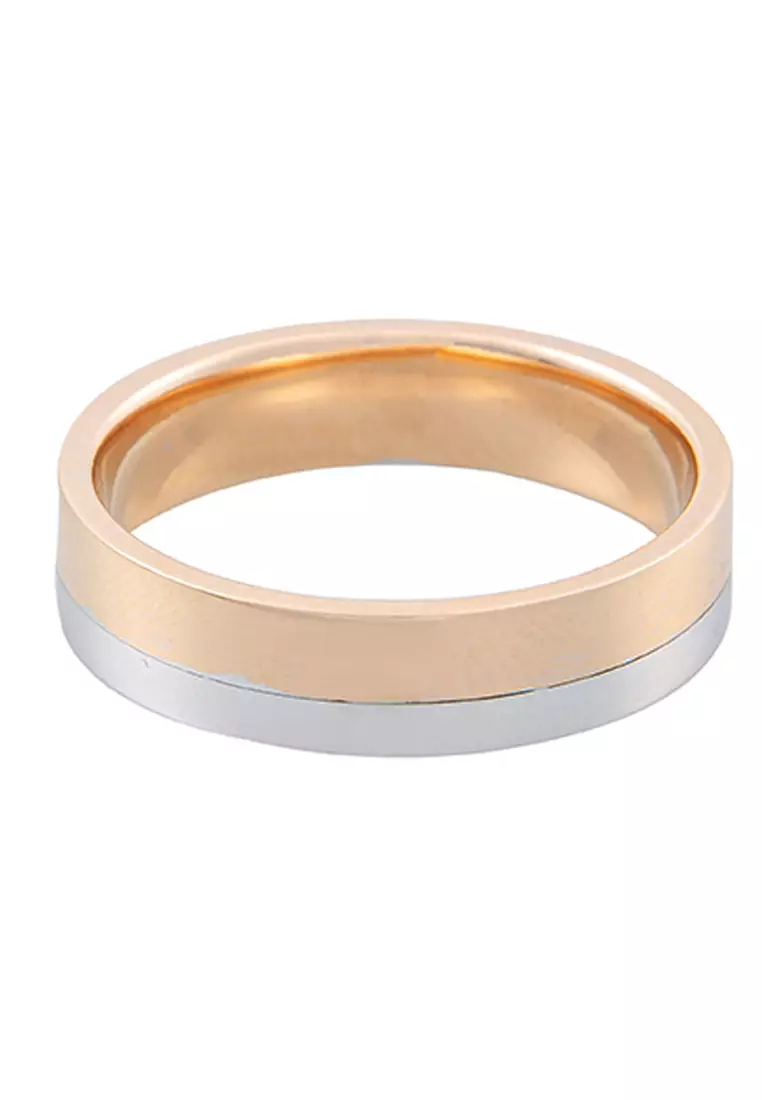 LITZ 18K 白金與玫瑰金鑽石男士戒指 C-WB0024M