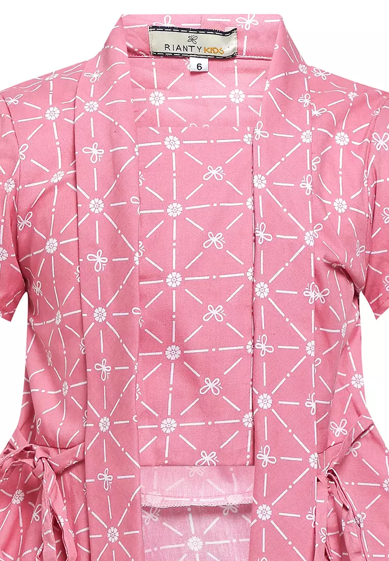 Rianty Blouse Atasan Kebaya Batik Anak Perempuan Zinnia Lengan Pendek Pink