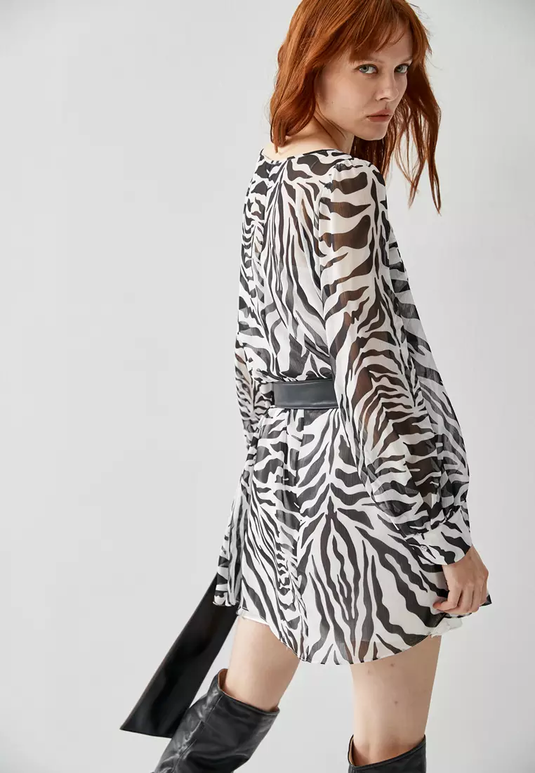 Buy iROO Zebra Print Chiffon Dress 2026 Online | ZALORA Philippines