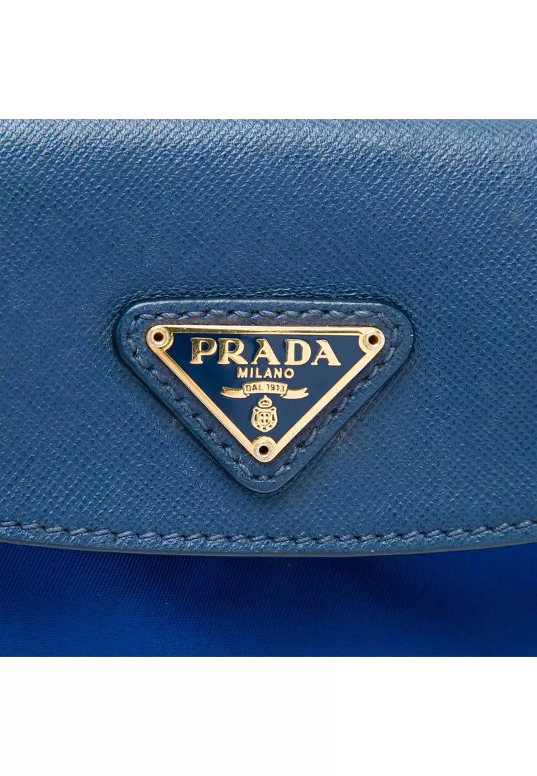 Pre-Loved Prada Saffiano Trimmed Tessuto Chain Crossbody