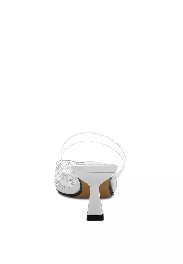 Pointed Toe Kitten Heels in White