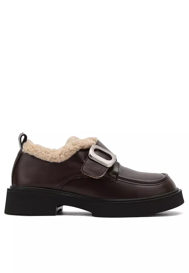 Discount on Twenty Eight Shoes  shoes - SKU: Buckle Strap Microfiber Leather Fleece Loafers WW75-91