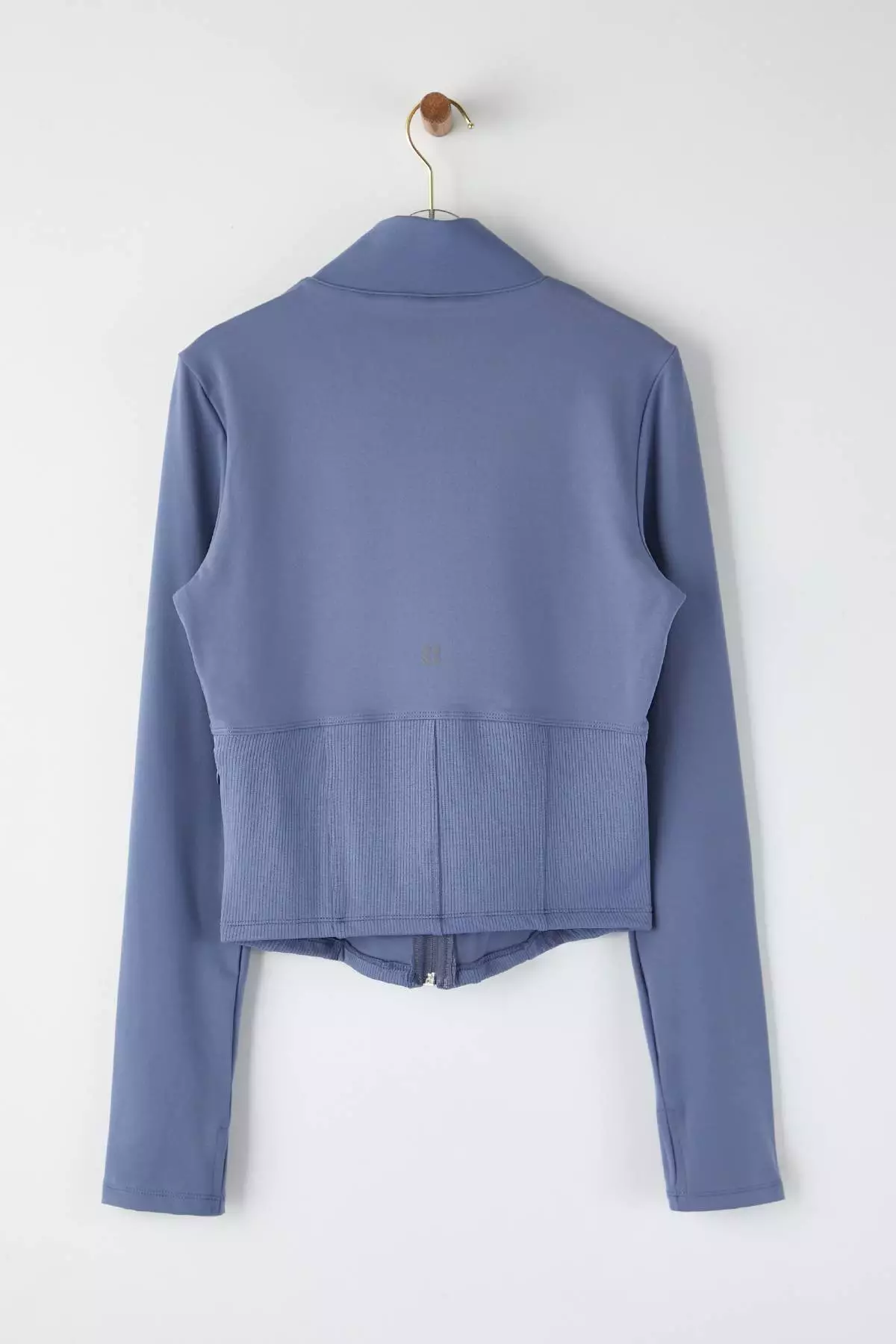 Indigo Brushed Soft Fabric Thumb Hole Knitted Sports Jacket/Sweatshirt