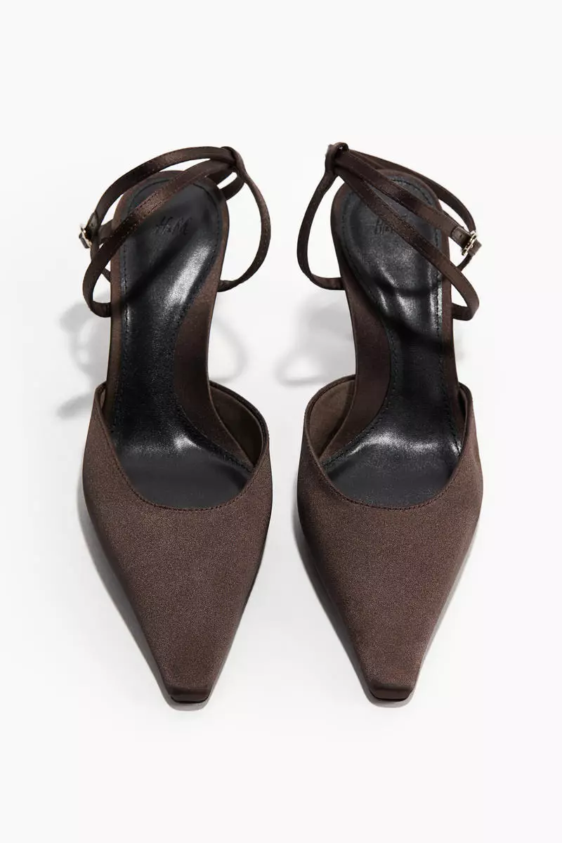 Pointed satin court shoes