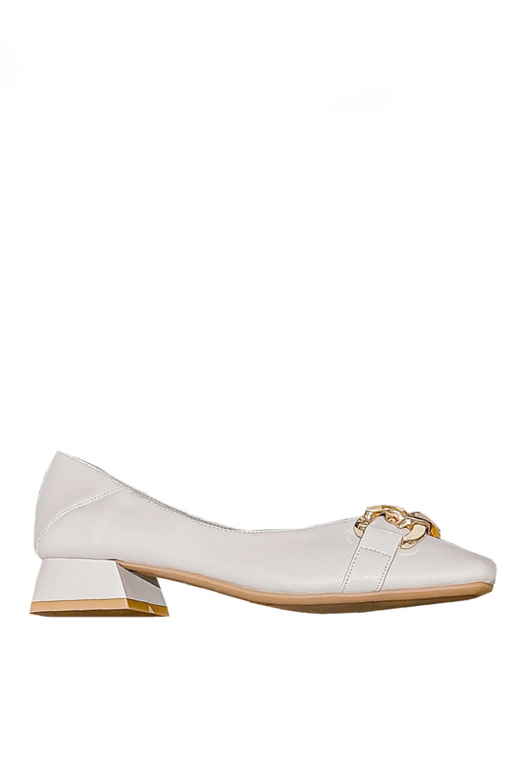 VANSA Leather Hardware Buckle Mid-Heel Shoes VSW-F33330