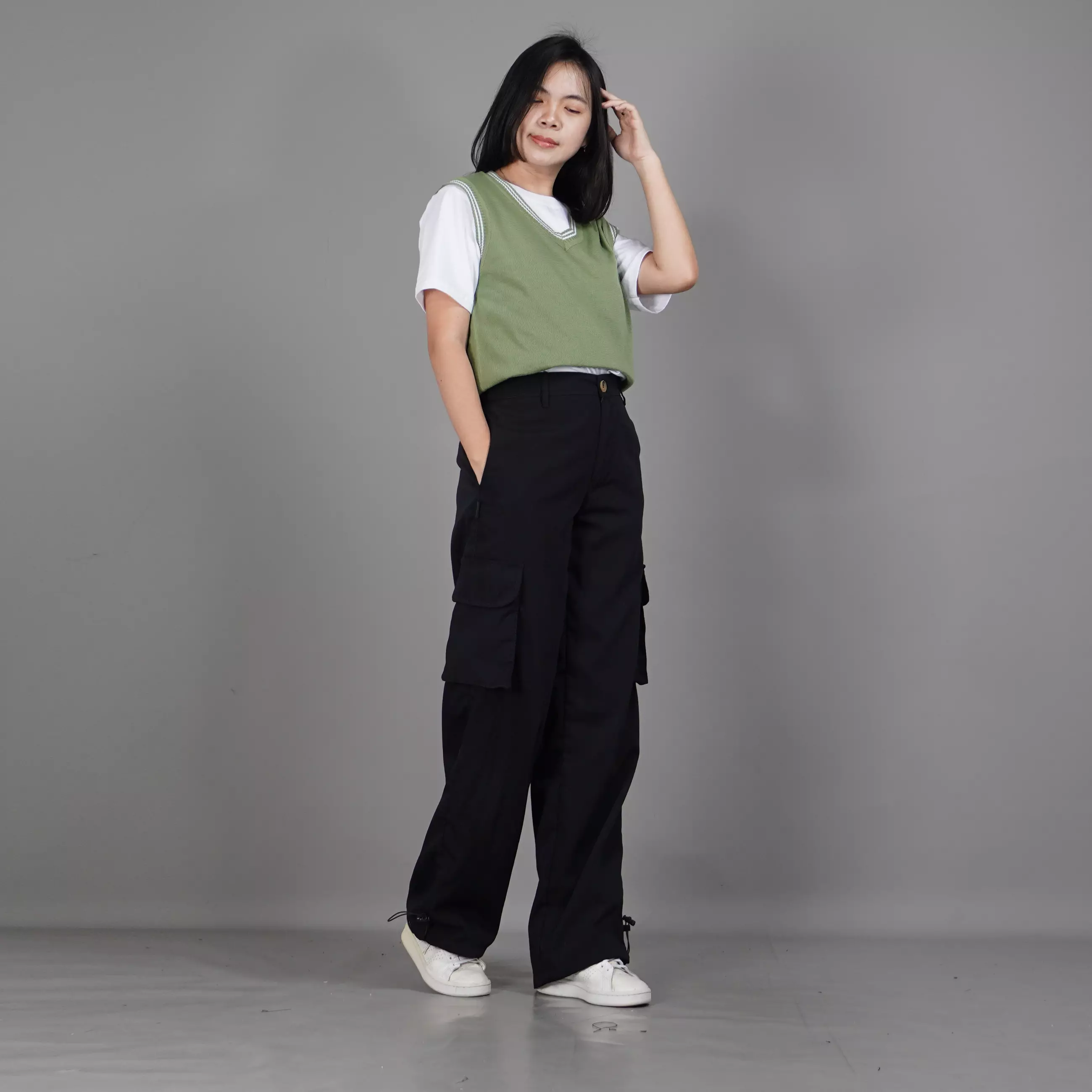 Knit Outer Vest List Wanita Knit Vest Korean Style For Women - MINT