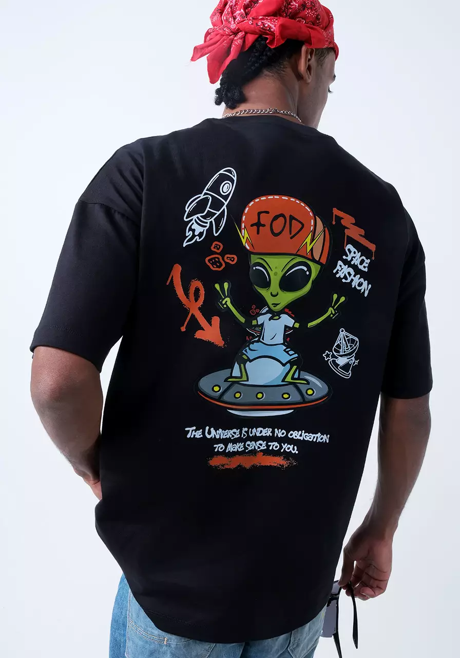 Kaos Oversize Unisex Alien Black