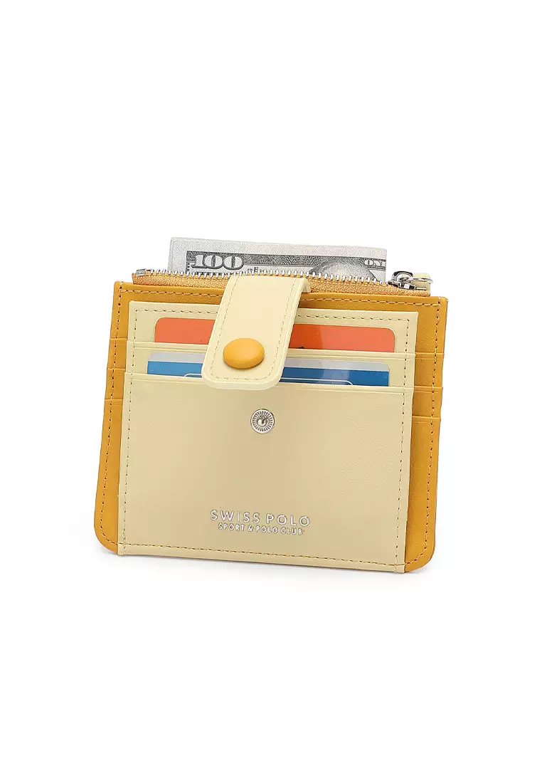 Women's Card Holder With Coin Compartment - Yellow