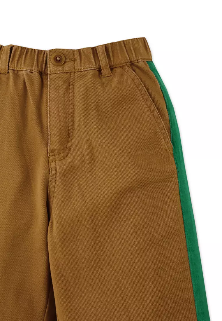 Boys Walter Straight Leg Utility Pants In Brown With Side Stripes