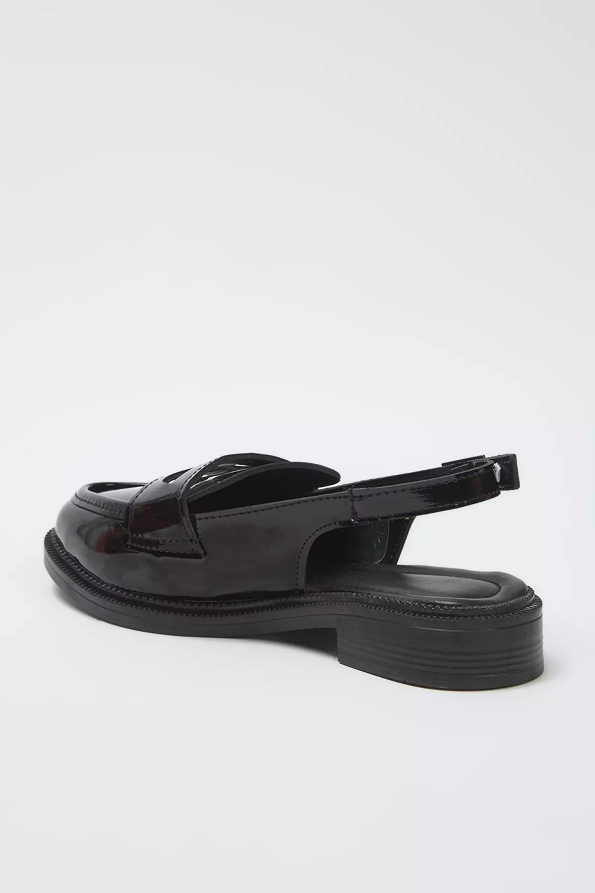 Jual Trendyol Black Patent Leather Open Back Women Loafer Shoes