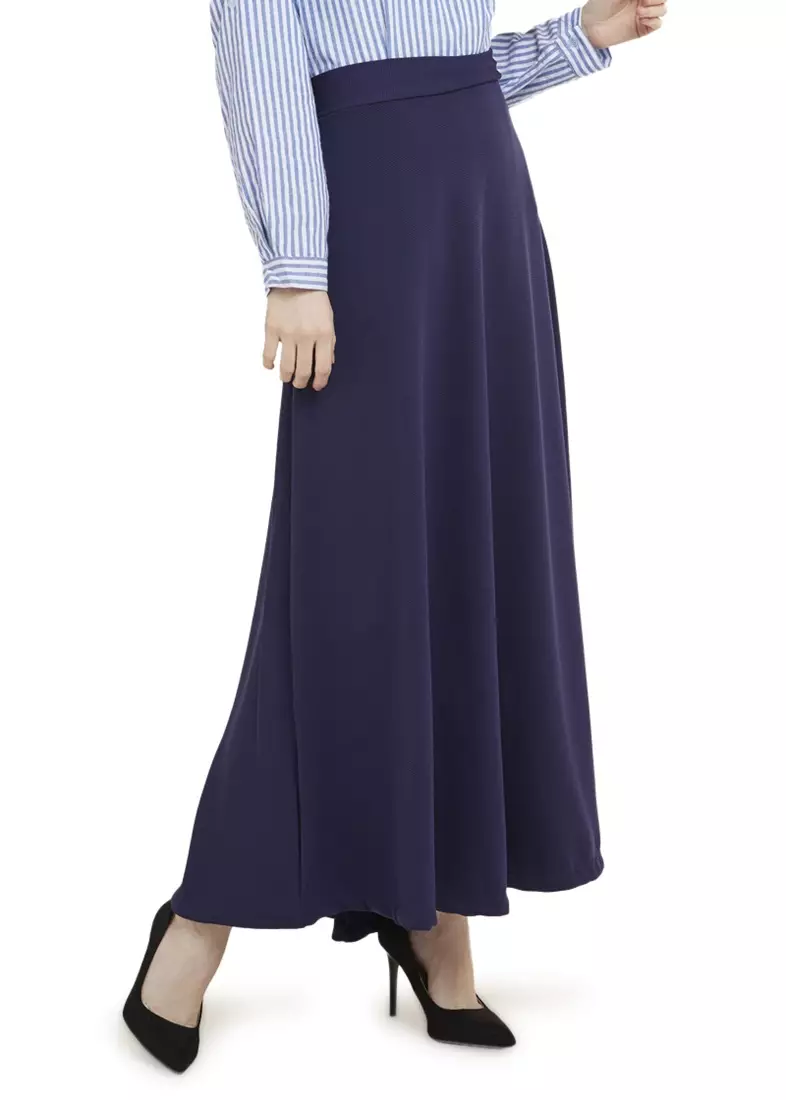 Viani Maxi Skirt Plain Rok Panjang Bawahan Wanita Relaxed Fit - Navy