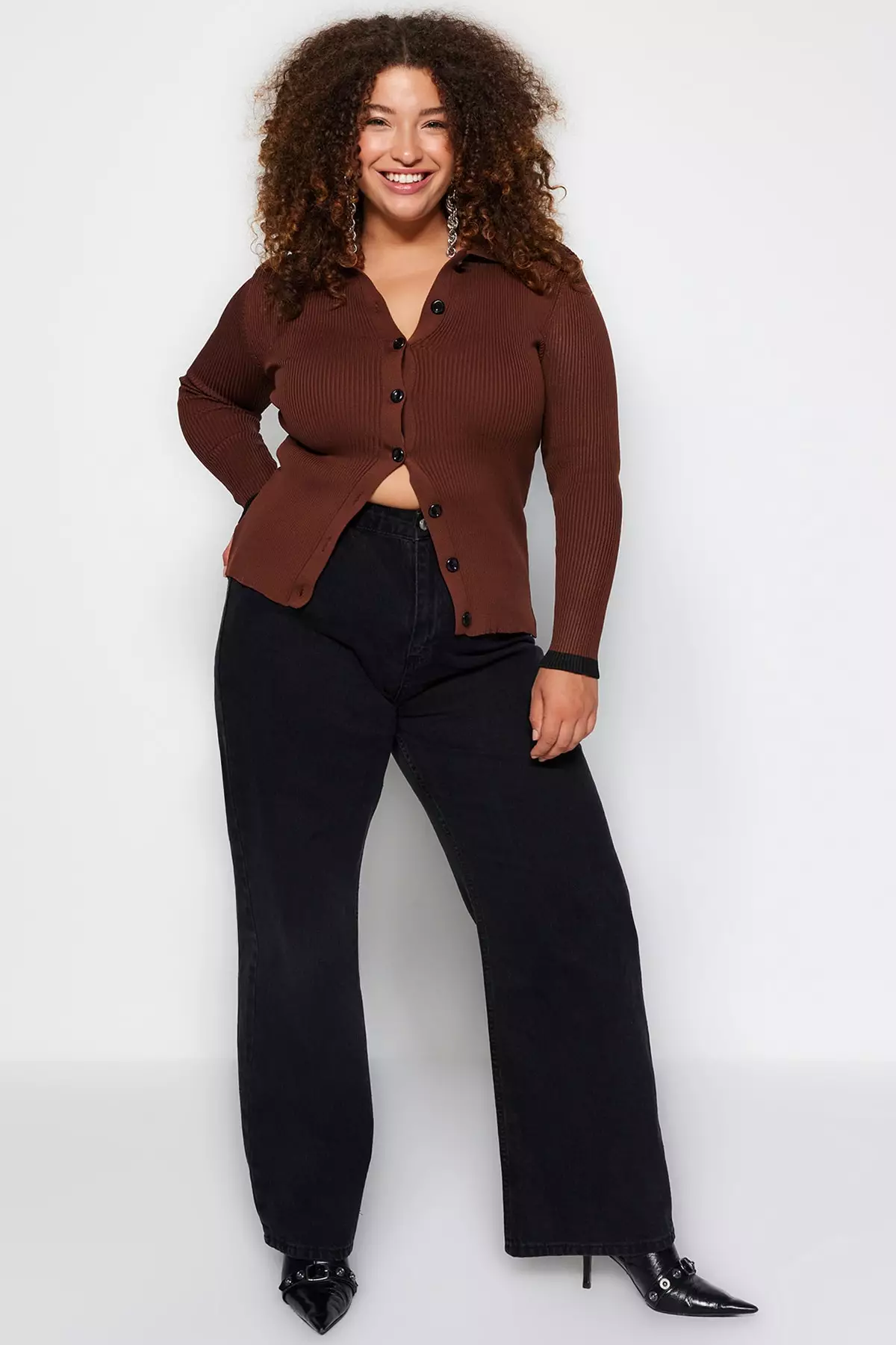 Trendyol Plus Size Anthracite High Waist Wide Leg Jeans 2024, Buy Trendyol  Online