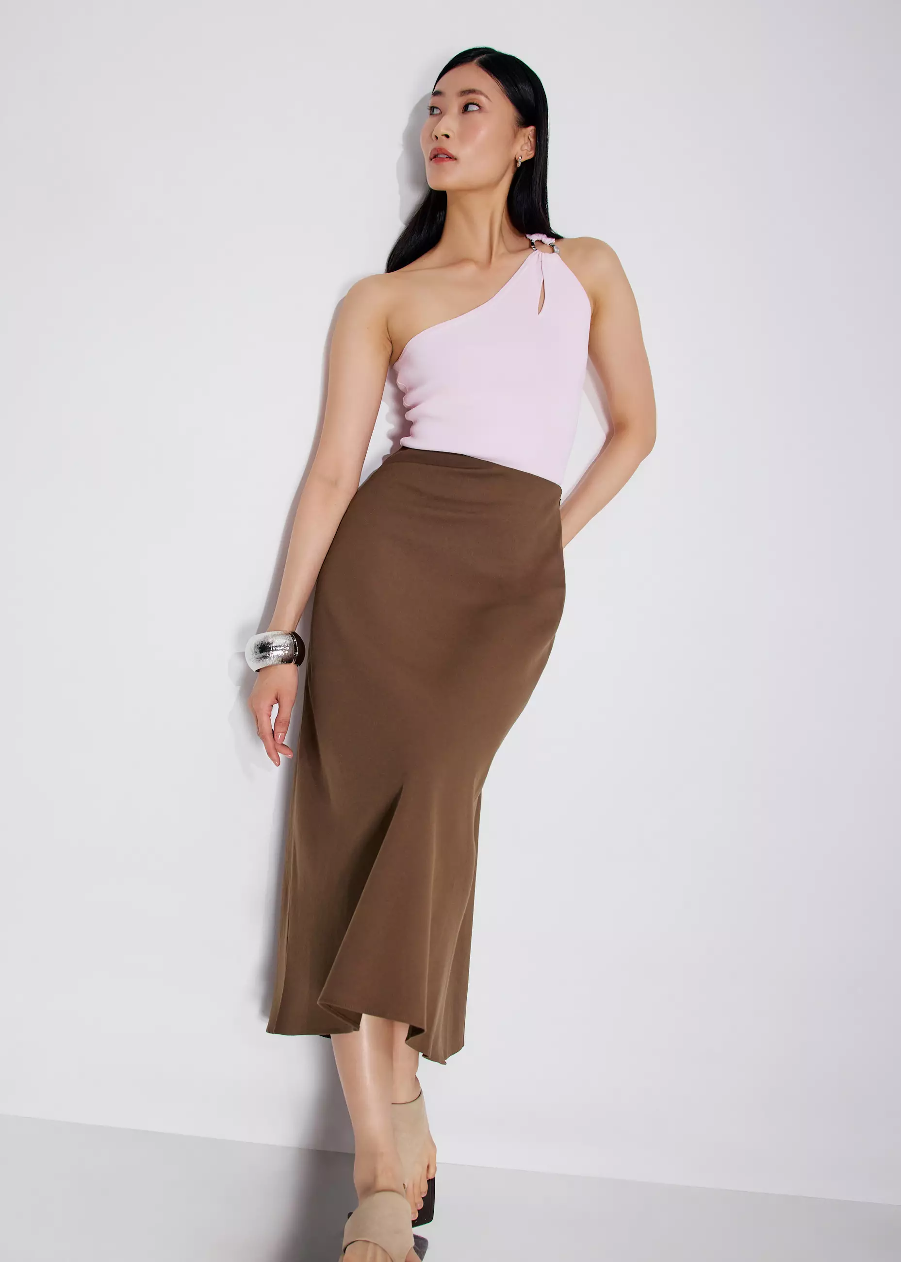 Rok Wanita - High Waist Bias Cut Midaxi Skirt