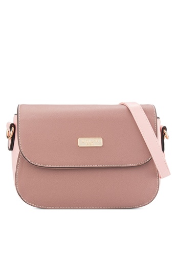 Unisa pink Unisa Duo-Texture 2-Way Usage Sling Bag UN821AC99MUAMY_1