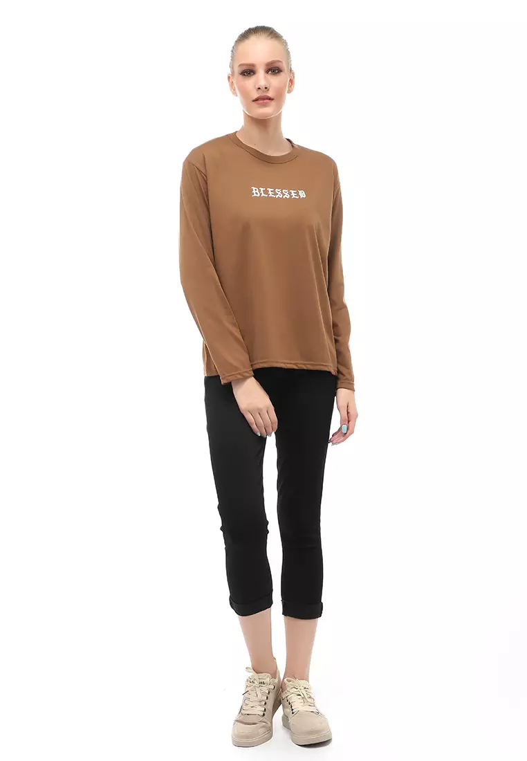 Dreama Kaos Oversized Long Sleeves Atasan Wanita Relaxed Fit - Mopan Blessed