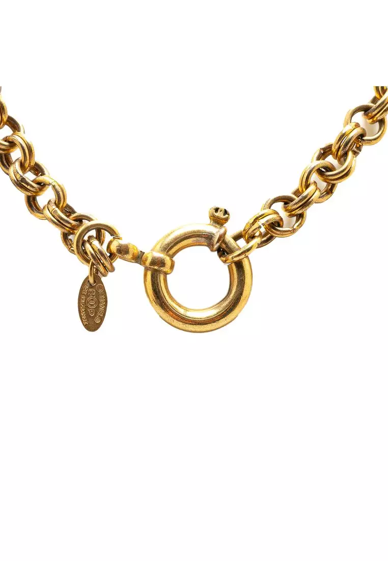 Pre-Loved Chanel Gold Plated Cc Tornado Pendant Necklace