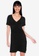 ZALORA BASICS black Ruched Front Short Sleeve Dress 37649AAFF1E608GS_1