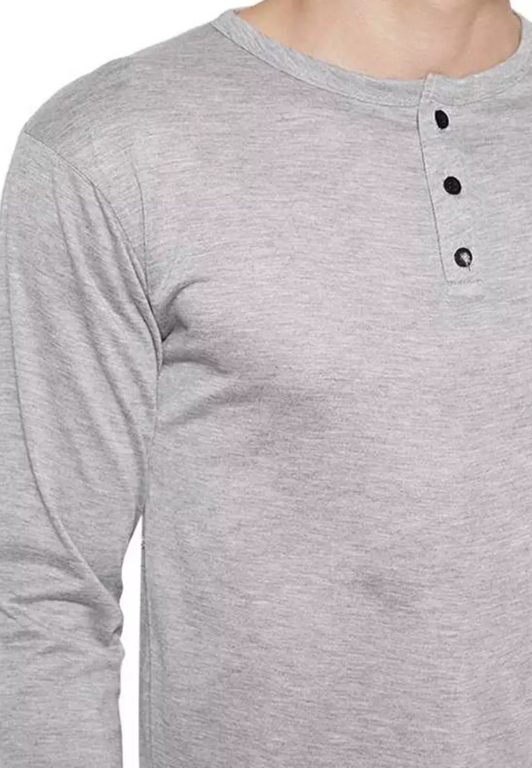 Jack T-shirt Baju Atasan Kaos Pria Lengan Panjang All Size Material Cotton ORIGINAL - Grey