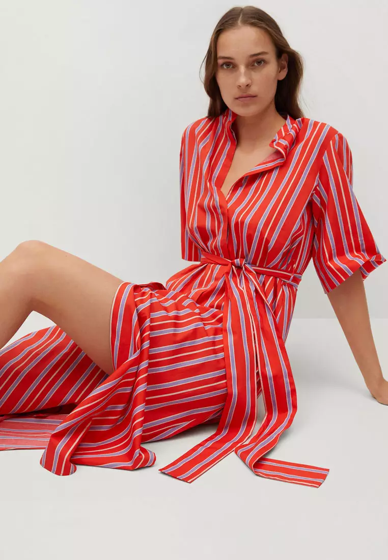 Mango red store striped dress