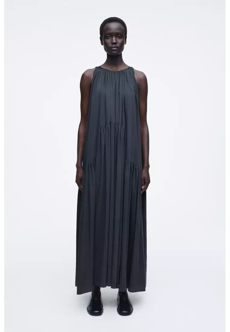 navy blue dress for baby girl HALTERNECK A-LINE MAXI DRESS - BLACK main image 0
