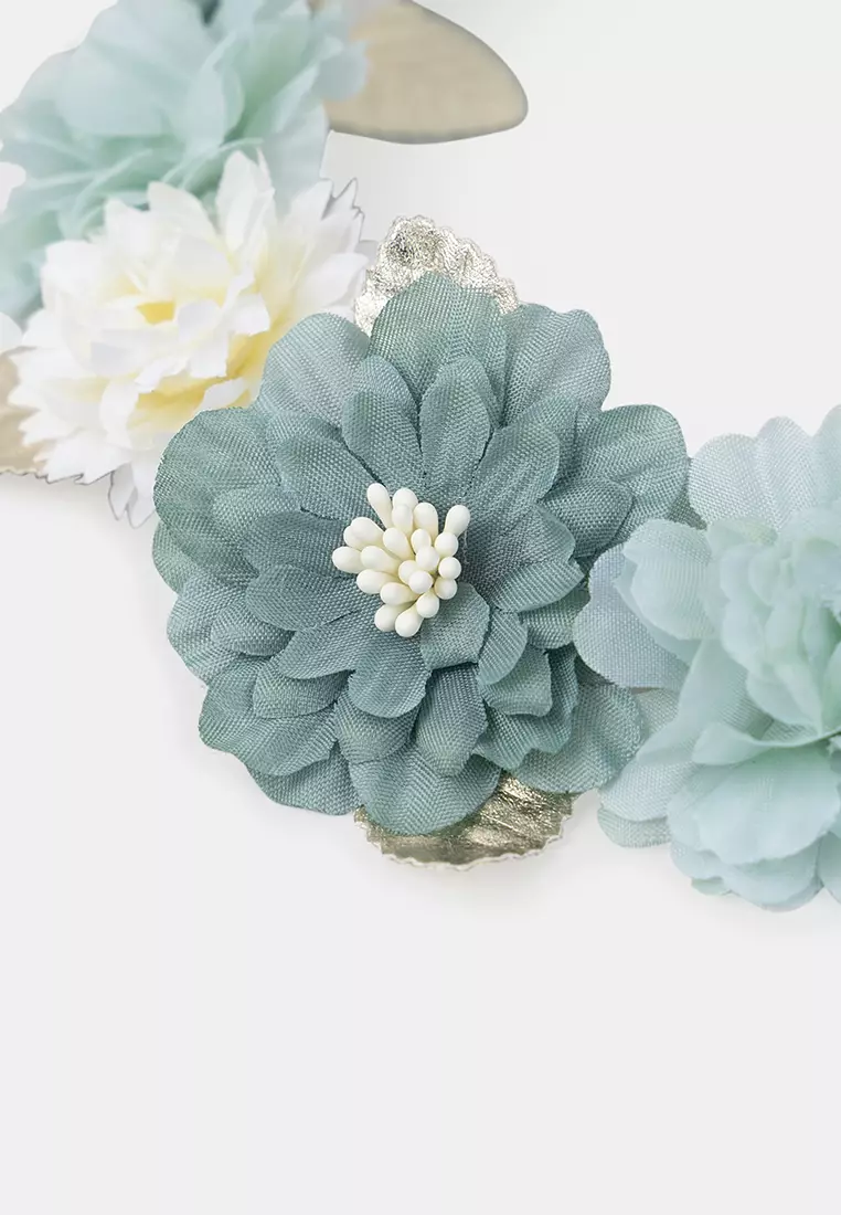 BLUE HEADBAND WITH FLOWERS