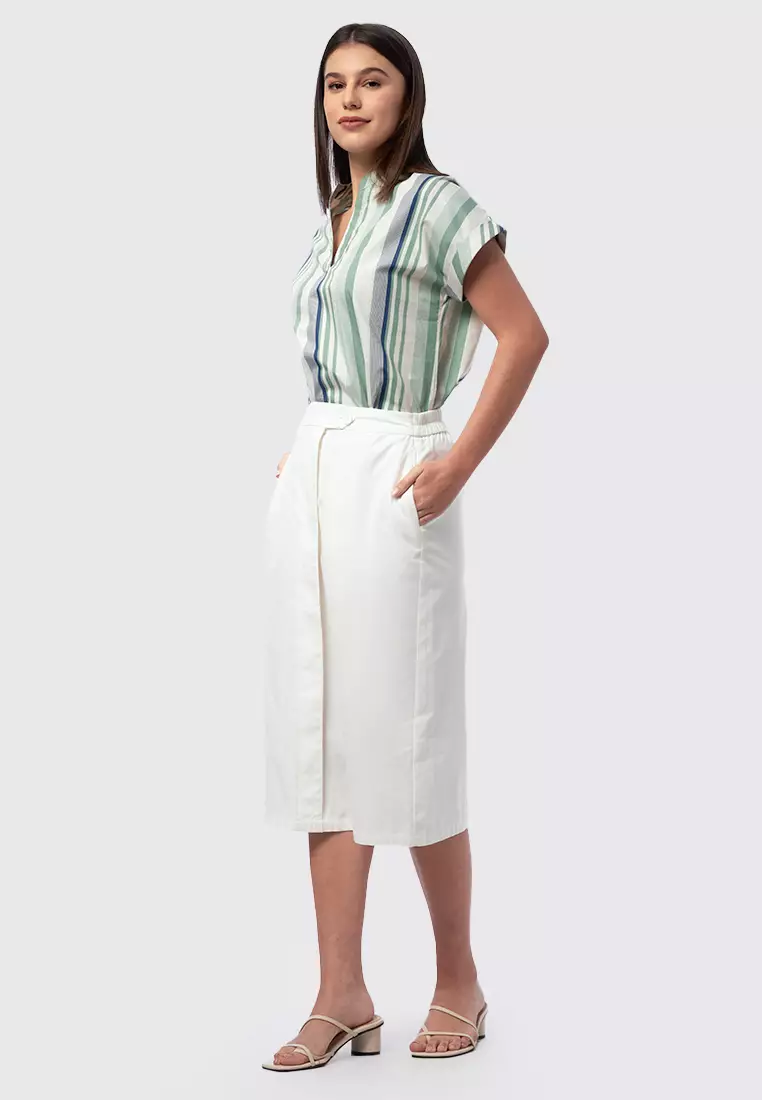 Straight Cut Midi Skirt OFF WHITE