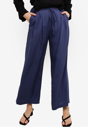 Lubna navy Flare Pants Made From TENCEL™ 48EADAAC6D97C7GS_1