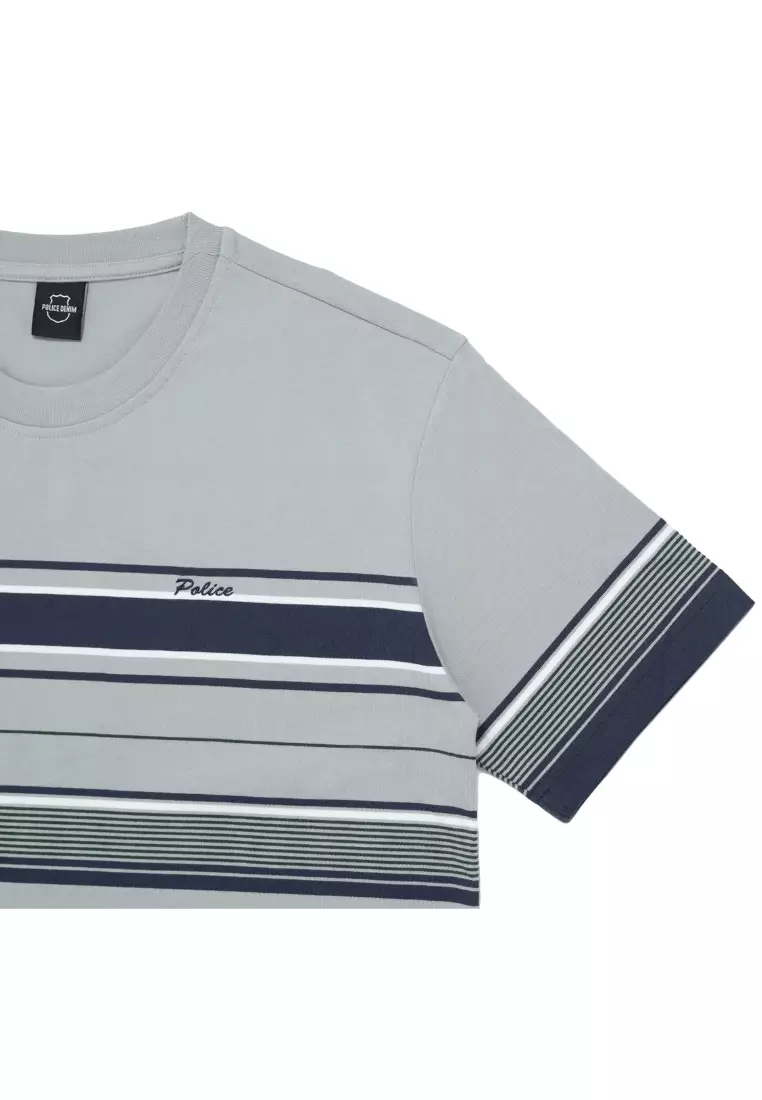 POLICE T-Shirt Salur Bordir Cotton Premium Pria