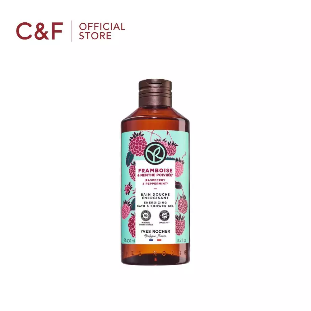Yves Rocher Raspberry & Peppermint Energizing Bath & Shower Gel 400 ml