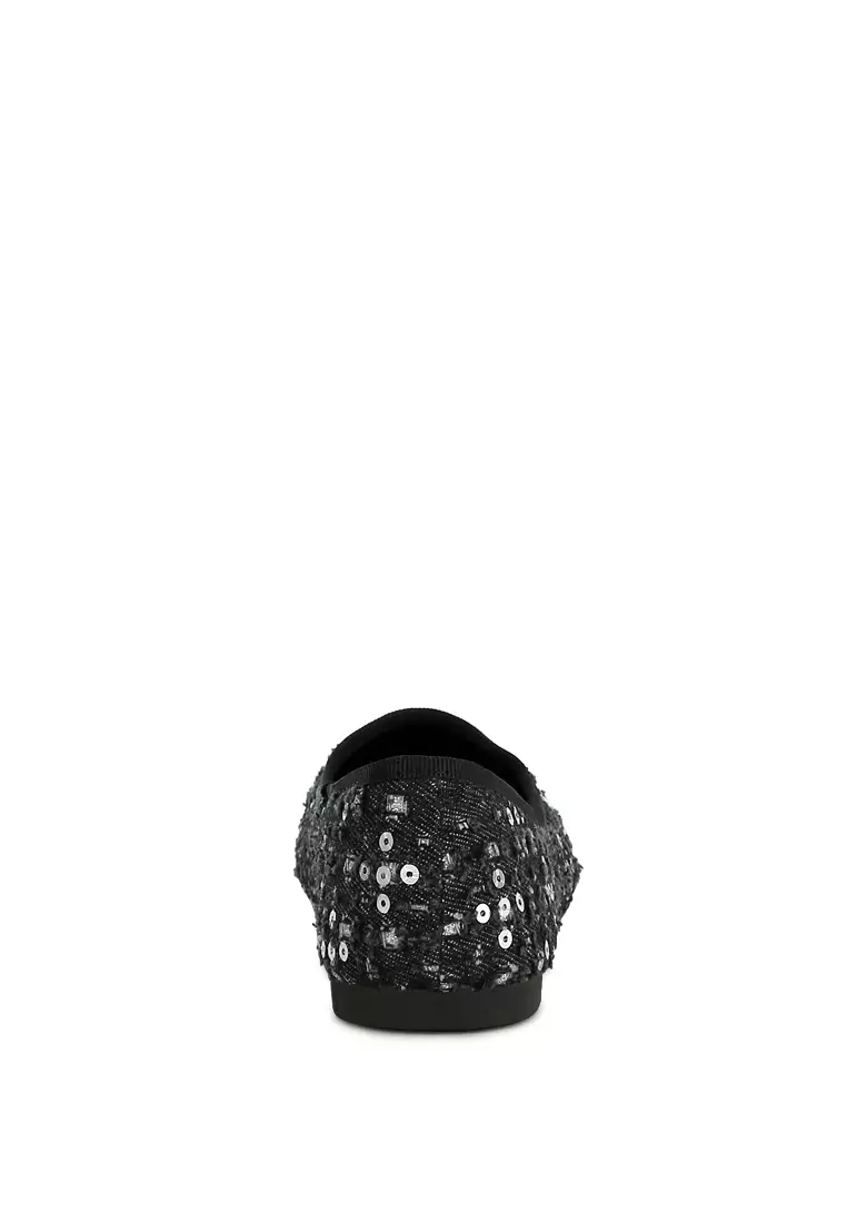 Black Sequin Ballet Flats