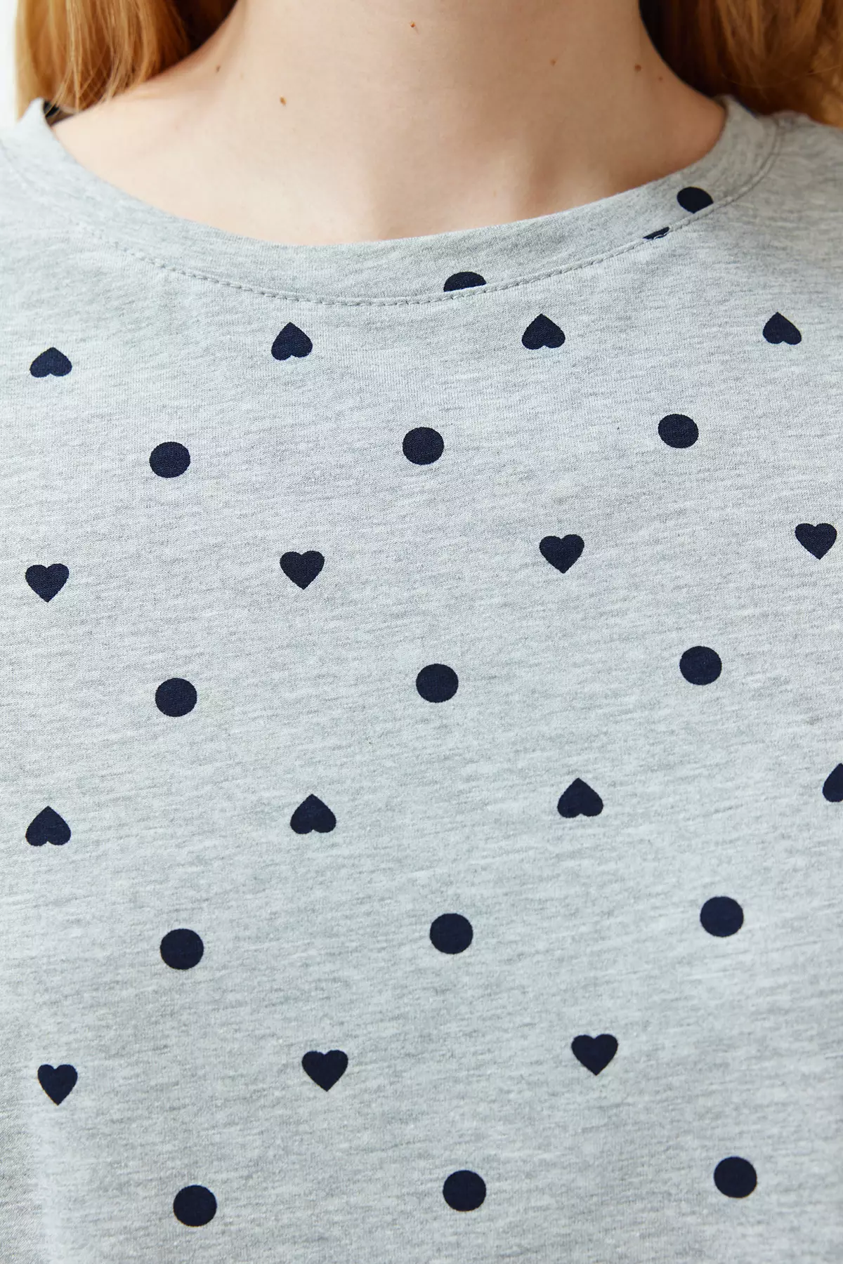 Hearts with Polka Dots Print Pyjamas Set