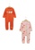 LC WAIKIKI orange Crew Neck Long Sleeve Printed Baby Girl Rompers 2 Pack D2F4BKA0B7A532GS_1