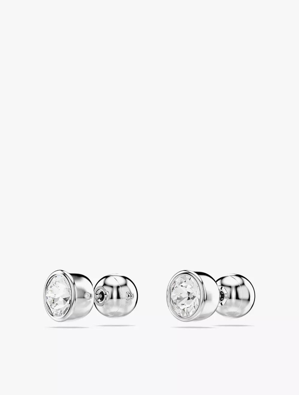 Imber Stud Earrings, Round Cut, White, Rhodium Plated - White
