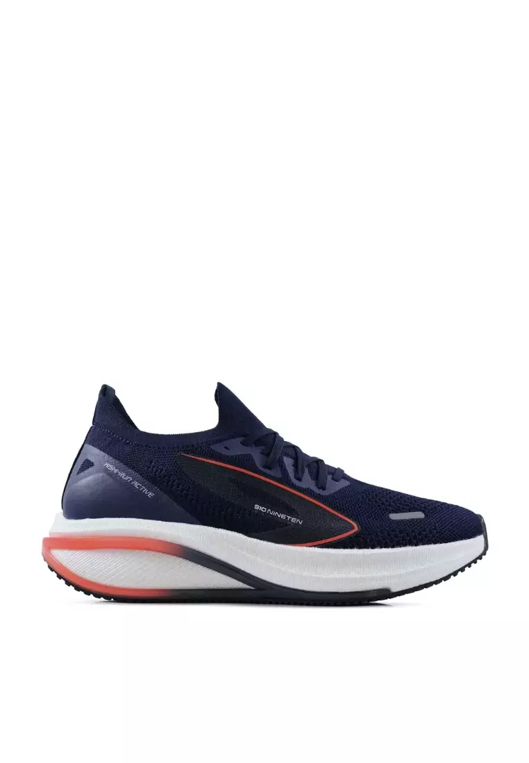 910 Nineten Kishi-Run Active Sepatu Lari - Biru-Navy/Jingga