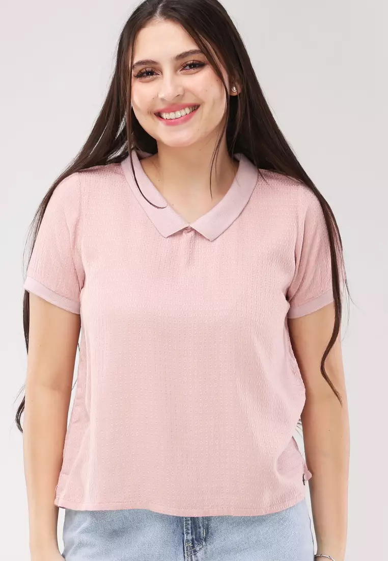 Textured Woven Short Sleeves Blouse