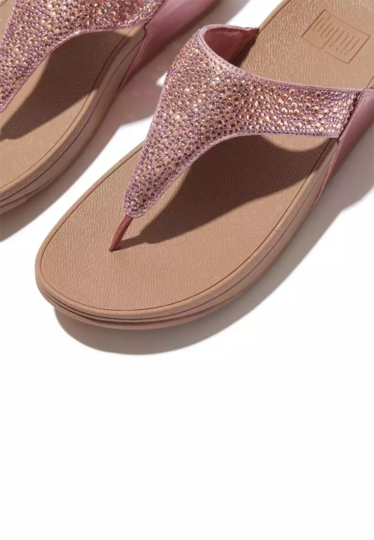 FitFlop LULU Crystal-Mix Metallic Toe-Post Sandals - Metallic Rust Rose (A4L-D60)